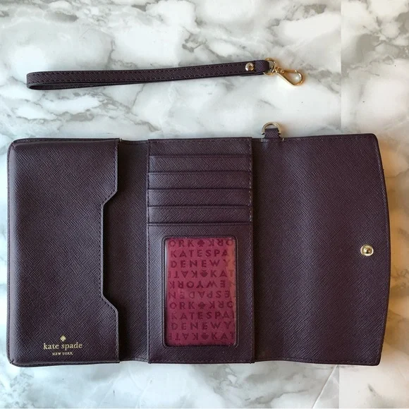 Kate Spade Plum Purple Phone Wristlet Wallet Purse Detachable Wristband Loop - Picture 5 of 15